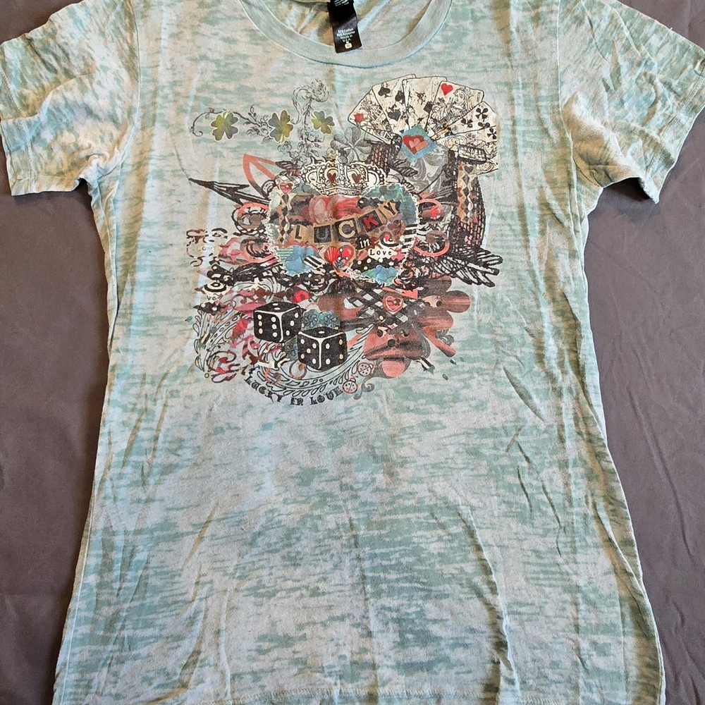 Graphic Tee with Playing Card Design